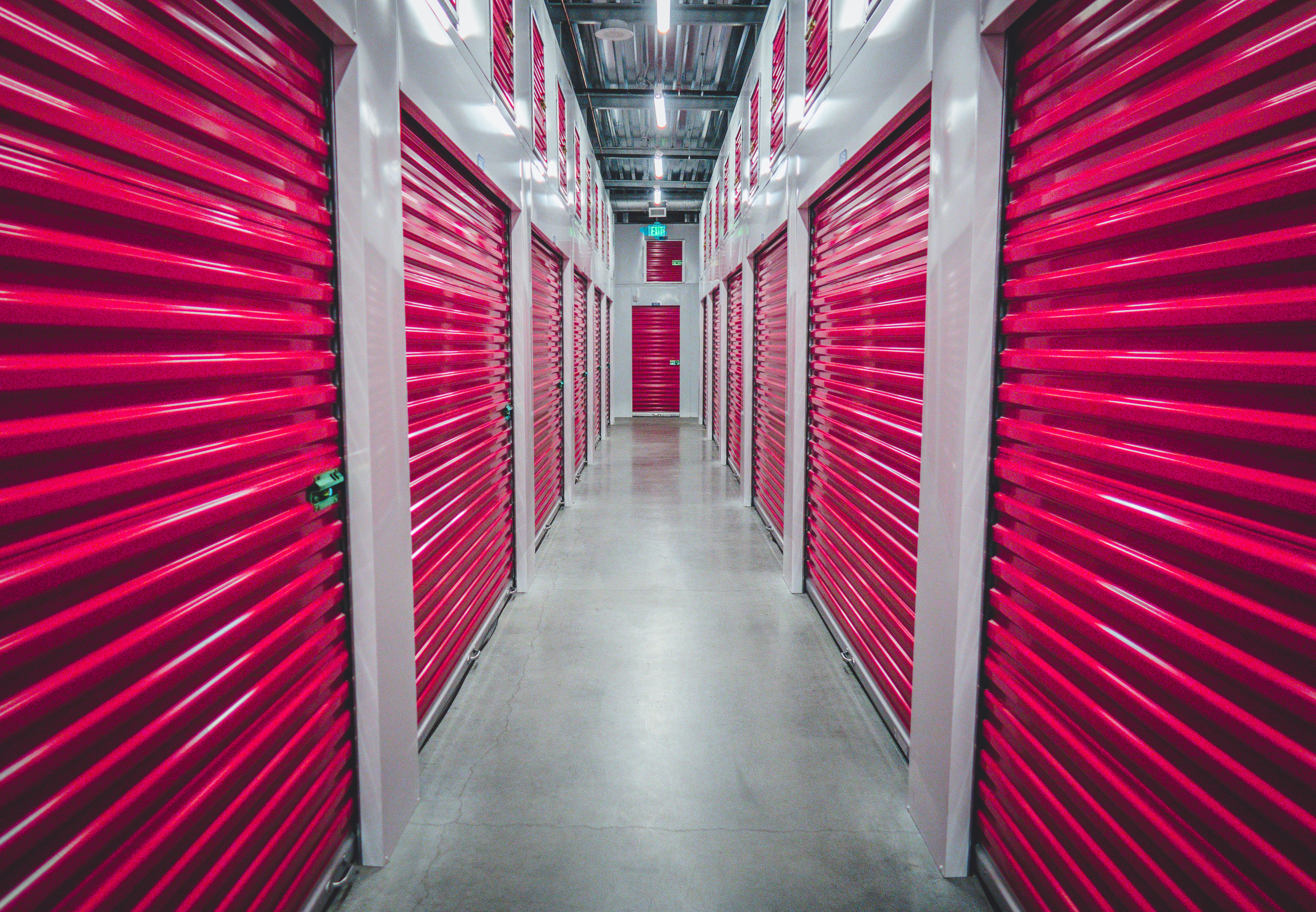 Modern self storage facility interior units
